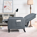 Modern Fabric Manual Recliner with Phone Holder, Cup Holder, Footrest