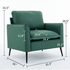 Green Modern 26 Accent Chair with Waist Pillows