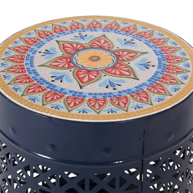 Lace Cut Metal Side Table