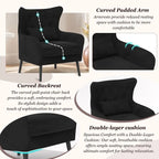 Velvet Accent Chair Upholstered Comfy Thick Cushion For Living Room