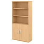 5-Shelf Bookcase with Doors for Home Office and Living Room Storage