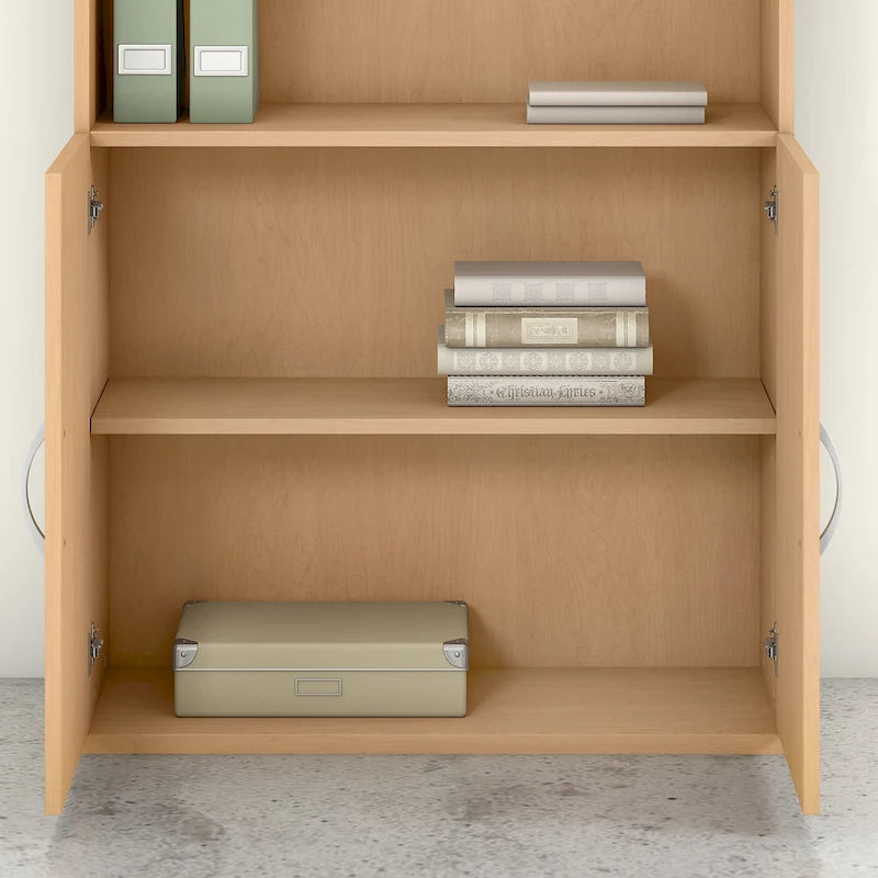5-Shelf Bookcase with Doors for Home Office and Living Room Storage