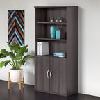 5-Shelf Bookcase with Doors for Home Office and Living Room Storage