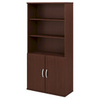 5-Shelf Bookcase with Doors for Home Office and Living Room Storage