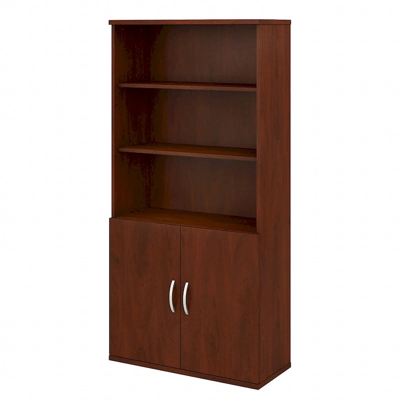5-Shelf Bookcase with Doors for Home Office and Living Room Storage