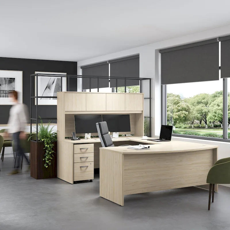 5-Shelf Bookcase with Doors for Home Office and Living Room Storage