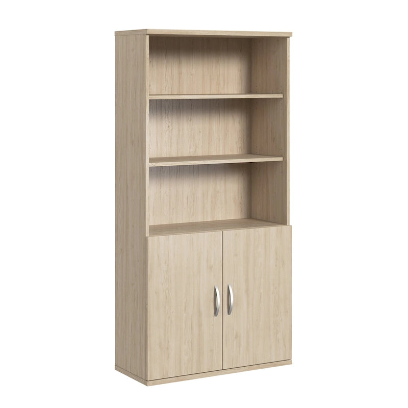 5-Shelf Bookcase with Doors for Home Office and Living Room Storage