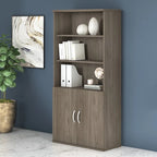 5-Shelf Bookcase with Doors for Home Office and Living Room Storage