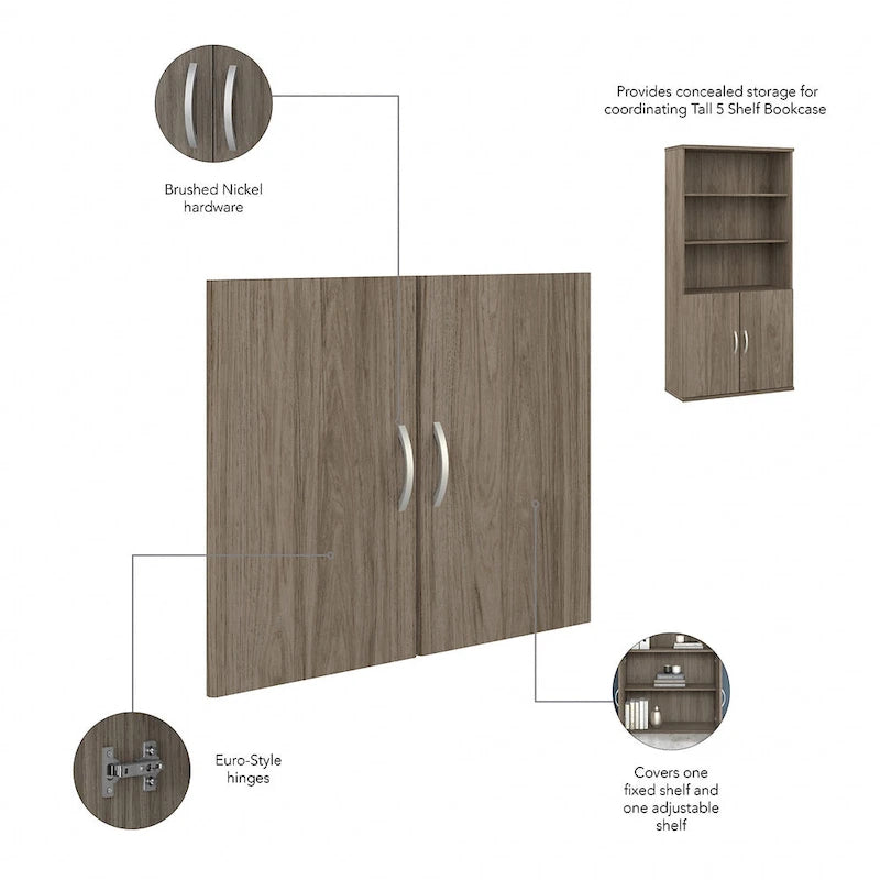 5-Shelf Bookcase with Doors for Home Office and Living Room Storage