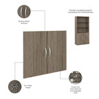 5-Shelf Bookcase with Doors for Home Office and Living Room Storage