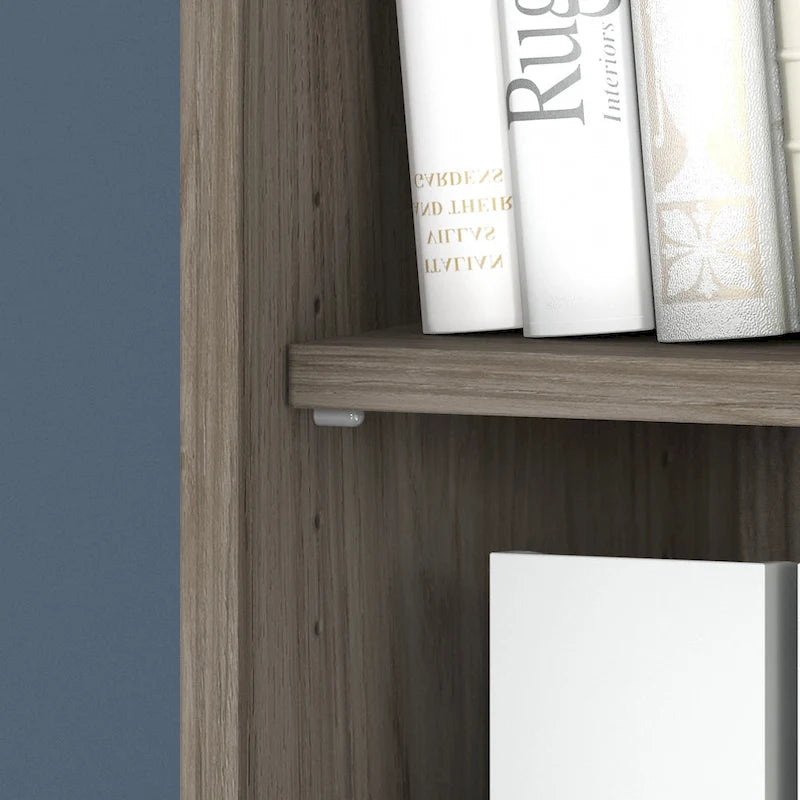 5-Shelf Bookcase with Doors for Home Office and Living Room Storage