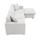 101 L-Shaped Cloud Sectional Sofa with Ottoman & Pocket Springs