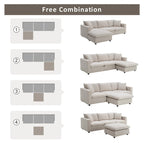 101 L-Shaped Cloud Sectional Sofa with Ottoman & Pocket Springs