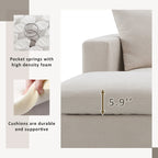 101 L-Shaped Cloud Sectional Sofa with Ottoman & Pocket Springs