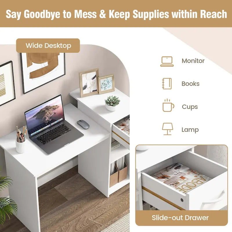 Modern Computer Desk with Drawer for Home Office and Laptop Use
