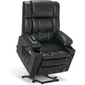 Large Dual Motor Power Lift Recliner with Massage, Heat & Faux Leather