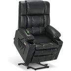 Large Dual Motor Power Lift Recliner with Massage, Heat & Faux Leather