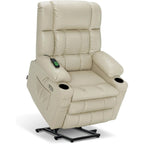 Large Dual Motor Power Lift Recliner with Massage, Heat & Faux Leather