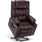 Large Dual Motor Power Lift Recliner with Massage, Heat & Faux Leather