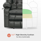 Large Dual Motor Power Lift Recliner with Massage, Heat & Faux Leather