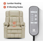 Large Dual Motor Power Lift Recliner with Massage, Heat & Faux Leather