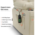 Large Dual Motor Power Lift Recliner with Massage, Heat & Faux Leather