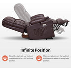 Large Dual Motor Power Lift Recliner with Massage, Heat & Faux Leather
