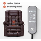 Large Dual Motor Power Lift Recliner with Massage, Heat & Faux Leather