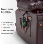 Large Dual Motor Power Lift Recliner with Massage, Heat & Faux Leather