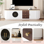 70.8 Modern Minimalist TV Stand for TVs up to 80 Inches, Entertainment Center with 3 Drawers and 1 Shelf Metal Handles