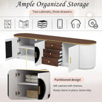 70.8 Modern Minimalist TV Stand for TVs up to 80 Inches, Entertainment Center with 3 Drawers and 1 Shelf Metal Handles