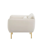 Beige Modern 36.61 Velvet Upholstered Accent Chair with Sturdy Metal Legs for Living Room