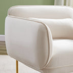 Beige Modern 36.61 Velvet Upholstered Accent Chair with Sturdy Metal Legs for Living Room