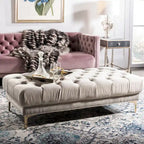 Navy and Brass Tufted Rectangular Upholstered Bench 54x27x16