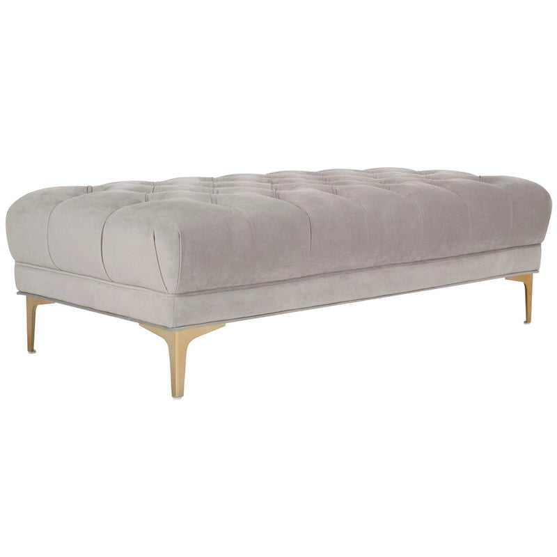 Navy and Brass Tufted Rectangular Upholstered Bench 54x27x16