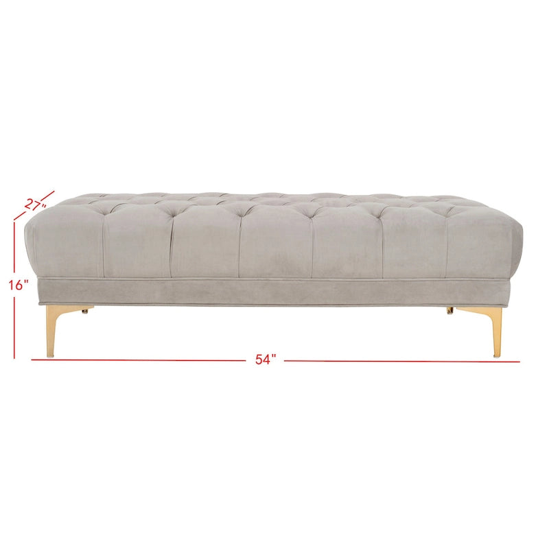 Navy and Brass Tufted Rectangular Upholstered Bench 54x27x16