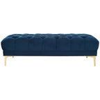 Navy and Brass Tufted Rectangular Upholstered Bench 54x27x16