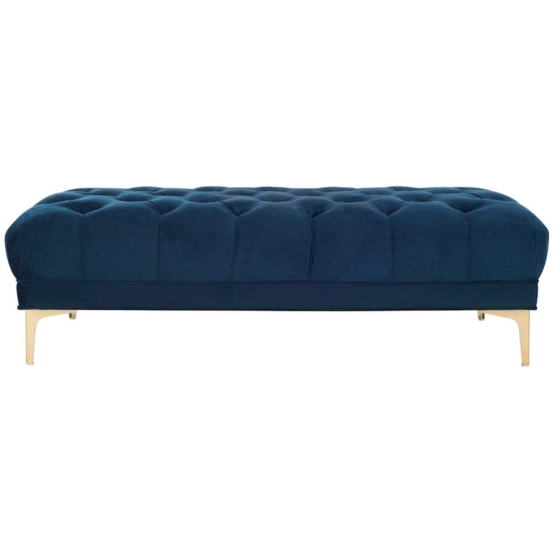 Navy and Brass Tufted Rectangular Upholstered Bench 54x27x16