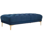 Navy and Brass Tufted Rectangular Upholstered Bench 54x27x16