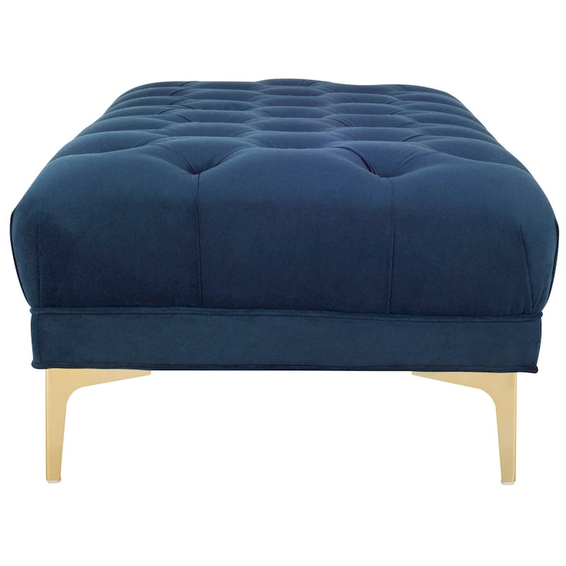 Navy and Brass Tufted Rectangular Upholstered Bench 54x27x16