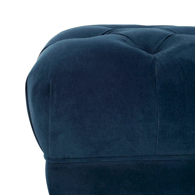 Navy and Brass Tufted Rectangular Upholstered Bench 54x27x16