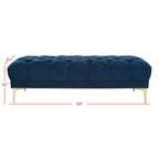 Navy and Brass Tufted Rectangular Upholstered Bench 54x27x16