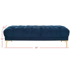 Navy and Brass Tufted Rectangular Upholstered Bench 54x27x16