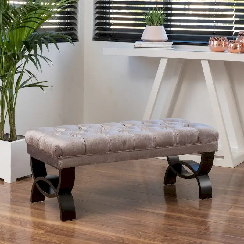 Tufted Velvet Ottoman Bench for Bedroom and Living Room