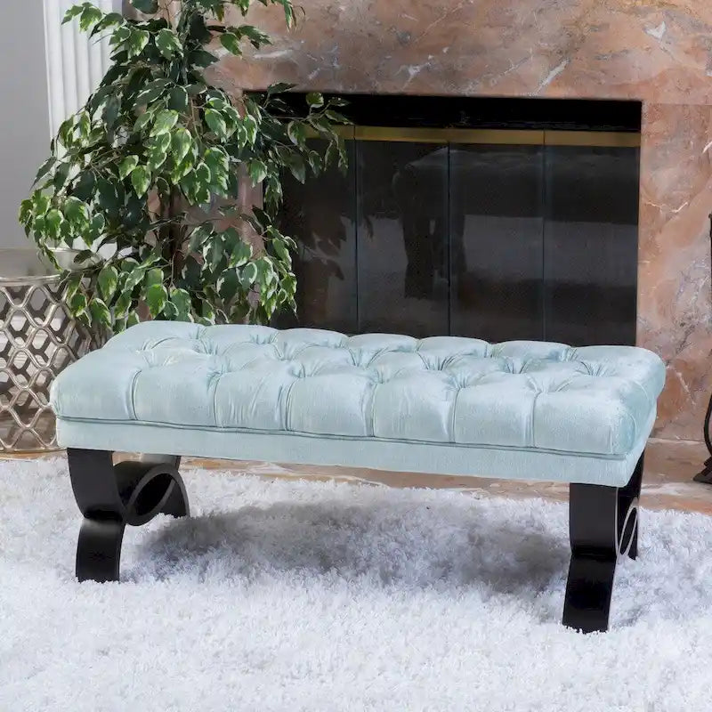 Tufted Velvet Ottoman Bench for Bedroom and Living Room