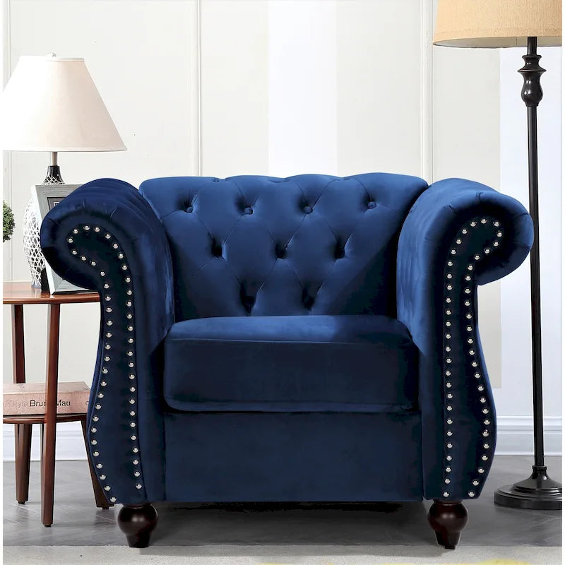 Chesterfield Accent Chair with Button Tufting for Living Room