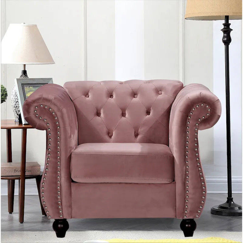 Chesterfield Accent Chair with Button Tufting for Living Room