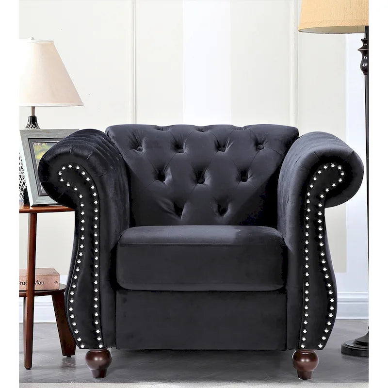 Chesterfield Accent Chair with Button Tufting for Living Room