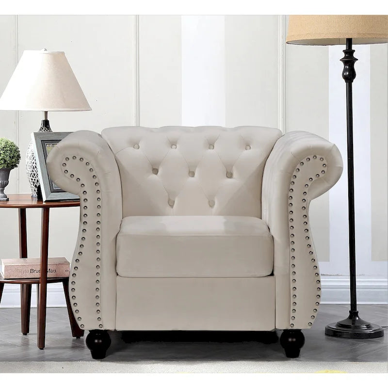 Chesterfield Accent Chair with Button Tufting for Living Room
