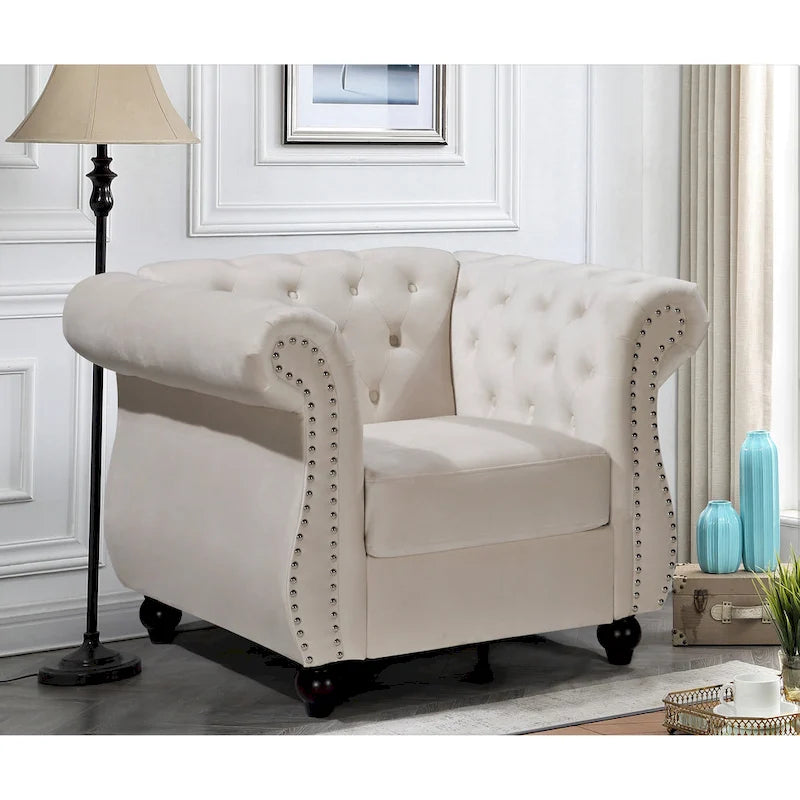 Chesterfield Accent Chair with Button Tufting for Living Room